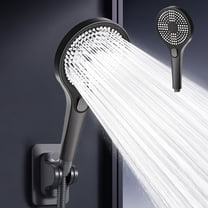 High-Pressure Handheld Showerhead 10.5", 3 Mode Abs Plastic Bathroom Spray Head for Low Water Pressure, Easy Installation for Flow Control​​ (Black)