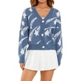 thumbnail image 1 of Liacowi Women Juniors Knit Cardigan Long Sleeve Sweater V Neck Star Knitwear Coat Fall Casual Tops Outwear for Teen, 1 of 9