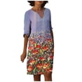 thumbnail image 2 of Robes pour Femmes 2024 Été Ample Décontracté Coton Lin Manches Courtes Col Rond Robe Manches Courtes Col Rond Robe 50 % de Réduction!, 2 of 5
