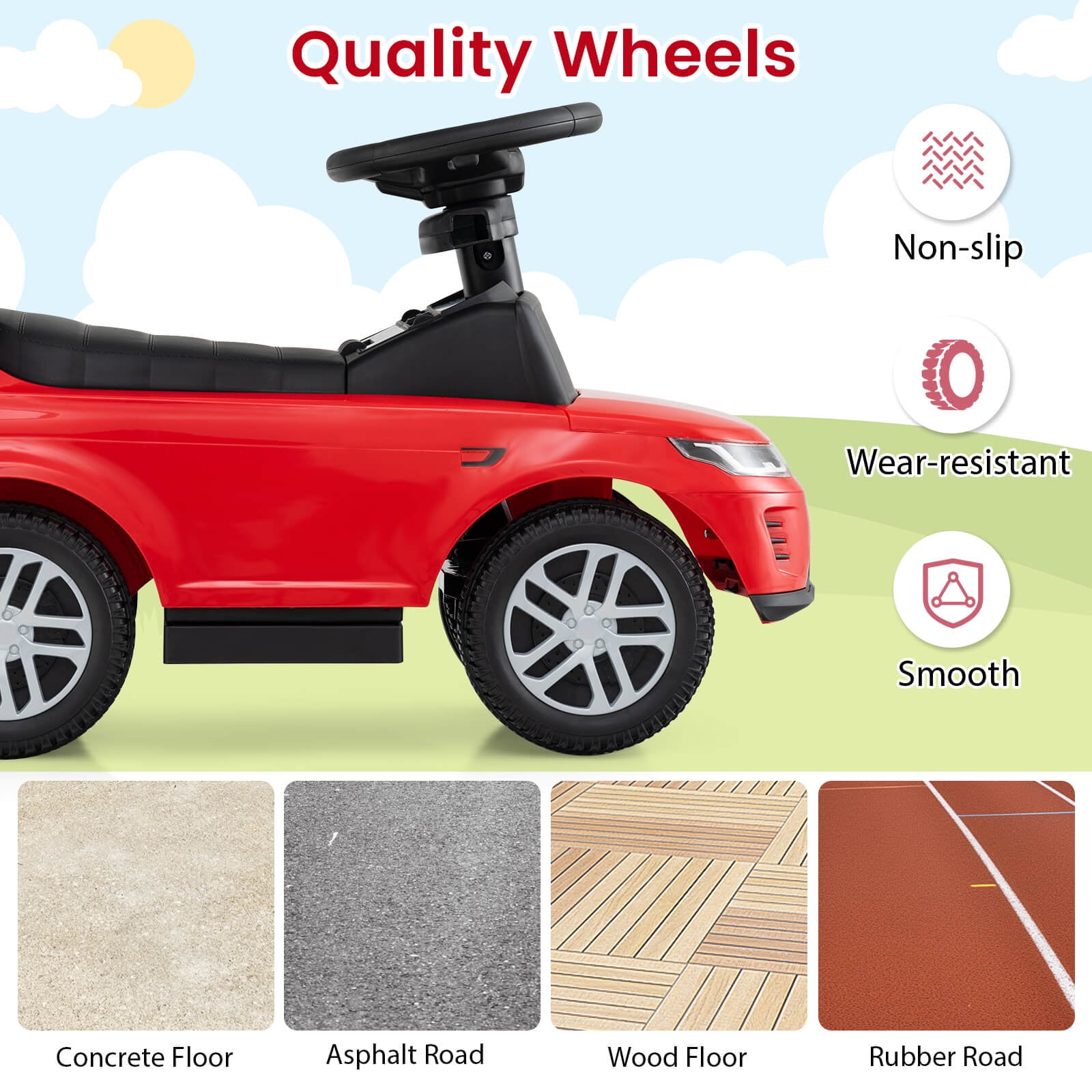 Infans Kids Ride on Push Car w/Horn & Start-up Sound Under-seat Storage Push Handle