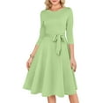 thumbnail image 6 of Women's Cocktail Dress Evening Dress 3/4 Sleeve Solid Color Vintage Wedding Guest Dress for Party Banquet Spring Fall,Light Green,XL, 6 of 6