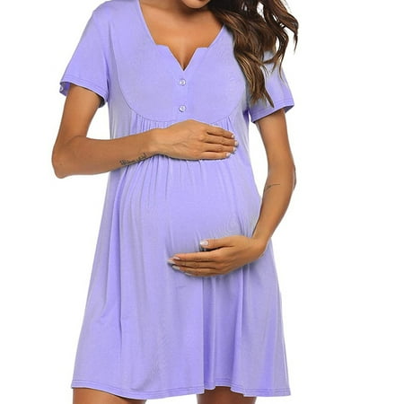 

NEGJ Women Maternity Short Sleeve Hight Waist Dress For Daily Wearing Or Baby Shower