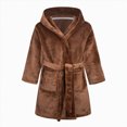 thumbnail image 2 of NOLDARES Boys Fleece Robe Girls Hooded Bathrobe Toddlers Soft Fuzzy Robe for Kids,Brown,6-7 Y, 2 of 9