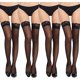 thumbnail image 1 of 4 pares de medias altas hasta el muslo de seda de encaje, medias altas hasta el muslo para mujer, medias sedosas para mujeres y niñas, negro, 1 of 5