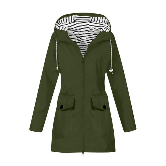 WRKEKC Veste Imperméable Légère pour Femmes avec Capuche Coupe-Vent Manteau d'Extérieur avec Poches Couleur Unie
