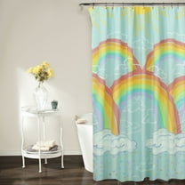 Kidz Mix Rainbow Cloud Light Blue Polyester Shower Curtain, Size 72" x 72"