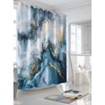 thumbnail image 3 of Abstract Marble Shower Curtain, Gradient Blue Gold White Texture Waterproof Shower Curtain Set with 12 Hooks Lightweight Washable Fabric Shower Curtains for Bathroom 60x72 Inches, 3 of 6