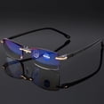 thumbnail image 2 of 4pcs Rimless Reading Glasses Blue Light Blocking Computer Reading Eyeglasses Reusable Rectangular Glasses Lightweight Eyewear Glasses 100/150/200/250 for Men Women Reading, 2 of 5