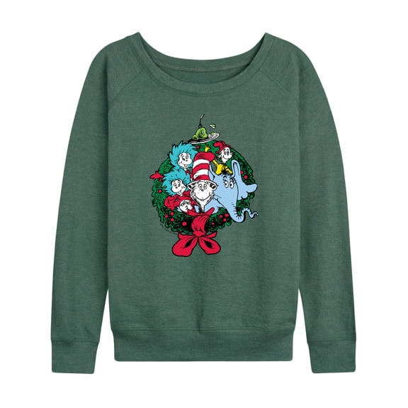 Dr. Seuss - Christmas Wreath - Women's French Terry Long Sleeve Pullover