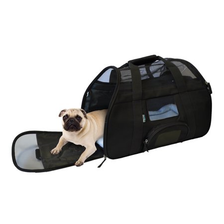 - KritterWorld Portable Comfort Soft Sided Airline Approved Pet Travel Carrier Bag for Dog/Cat Small Animals Tote w/ Built-in Collar Buckle & Removable Fleece Bed