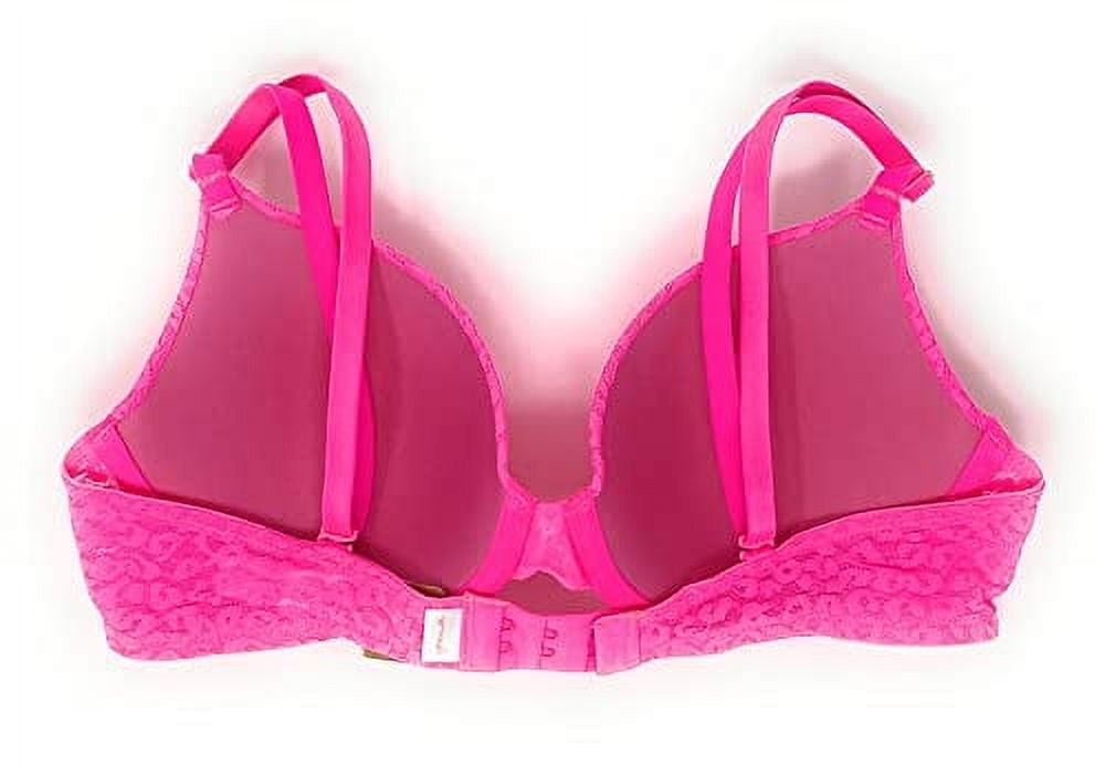 Victoria's Secret Pink Wear Everywhere T-Shirt Lightly Lined Bra 38D Hot Pink  Leo Lace 