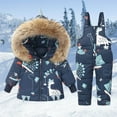 thumbnail image 2 of Staki Kids Snow Suit Boys Ski Jacket and Snowbib Snowsuit Set 2 Piece Zip Up Jacket and Overall Snowsuit Set for Little Kids 1Y,2T,3T,4T,5T,6Y(Blue,3-4 Years), 2 of 3