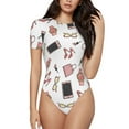 thumbnail image 2 of Goofa Fashion Printed Women Rash Guard Short Sleeve,Tummy control Swimsuit Surfing Swimsuit Bathing Suit One Piece Swimsuit UPF 50-Large, 2 of 9