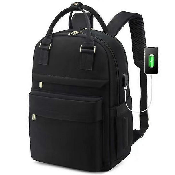 Laptop Backpack for Women 15 inch, with USB Port, Waterproof Travel Backpack Black