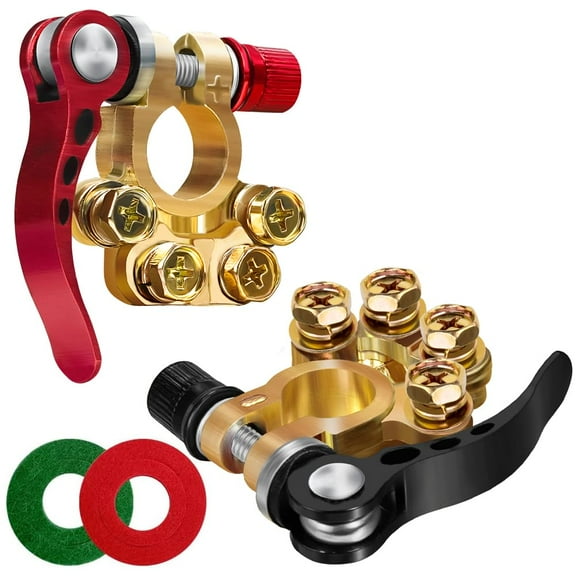 2Pcs Quick Release Battery Terminals, 4 Way Car Battery Connectors, 12v Battery Terminal Clamps, Positive Negative Battery Terminal Connectors for Cars, Trucks, Ships, Mobile Homes 12/24/60V