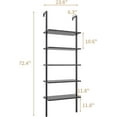 thumbnail image 3 of Springg 5-Tier Bookshelf Wall Mount Ladder Bookcase Industrial Standing Corner Bookshelf with Wood Board and Metal Frame, Modern Tall Narrow Storage Organizer for Home Office (Black, 1 piece), 3 of 7