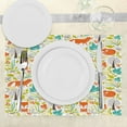 thumbnail image 3 of Ambesonne Animal Place Mats Set of 4, Wild Fox Wolf Flower, Standard Size, Orange Green and Blue, 3 of 6