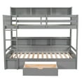 thumbnail image 4 of Solid Wood Twin-Over-Twin Bunk Bed with Storage and Guard Rail, Full over Full Bunk Bed with Built-in Shelves Beside both Upper and Down Bed and Storage Drawer for Teens(Gray), 4 of 8