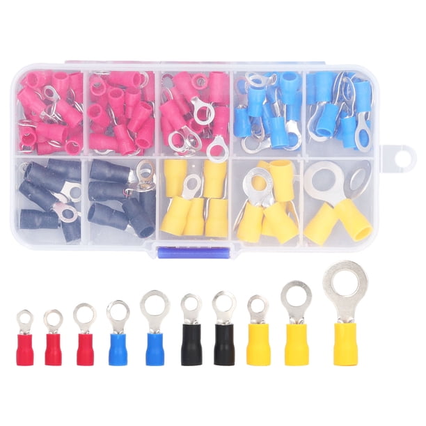 Conectores eléctricos de cable aislado, 102 piezas, terminal de anillo aislado, juego de terminales aislados, terminal de conector de crimpado de cable, diseño elevado
