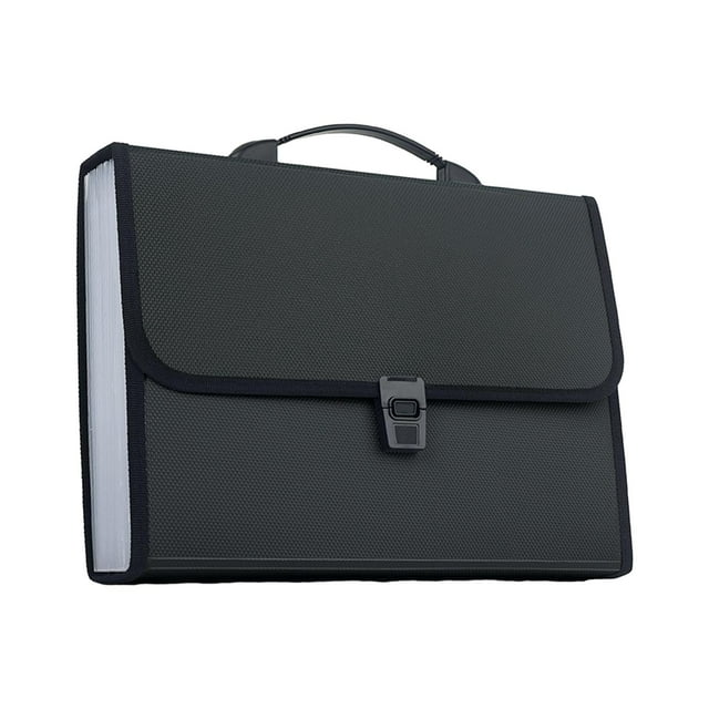 Carpeta de archivos expandible, soporte para archivos de documentos con asa de transporte, tamaño de letra A4, carpeta organizadora de documentos para Negro