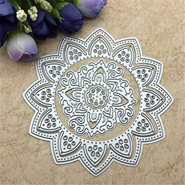 Juego de 3 troqueles metálicos DDeehs Flower Doily Round Rose