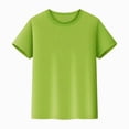 thumbnail image 2 of KPOPLK Kids Summer T Shirts Loose Fit Boys Crewneck Top Solid Color Shirt Short Sleeve Soft Tee 4-12 Years Size 7-8 Years,Green, 2 of 5