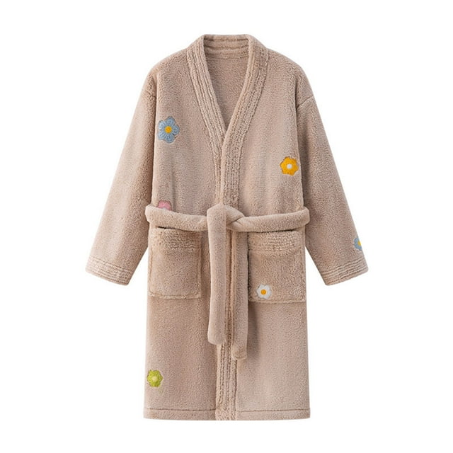 Splozh Peignoir pour Enfants Peignoir en Molleton pour Filles, Peignoir à Capuche Doux et Duveteux pour Tout-Petits Café, 9-12 Ans