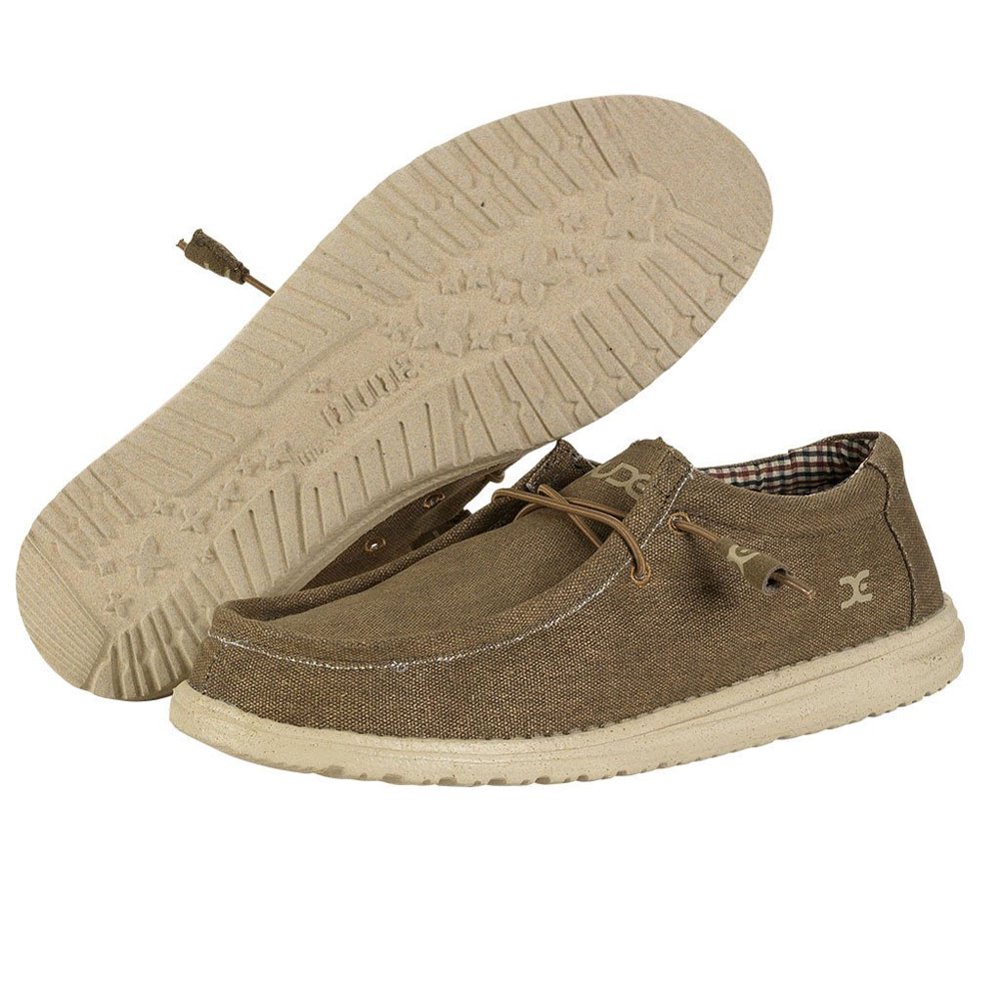 Hey Dude Hey Dude Men's Wally L Canvas Loafers Brown Cotton Canvas