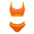 thumbnail image 3 of TEVEQ Tankini Swimsuits for Women Tummy Control Swimsuits for Women 2 Piece with Short Women's Two Swimsuit High Waisted Contrasting Colors Bikini Sets Double Shoulder Bathing Suits for 2024 Orange L, 3 of 7