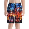 thumbnail image 2 of Cauagu Magical Stained Glass Castle Print Swim Trunks for Men,Youth Boys Swim Shorts Compression Liner Beach Shorts Boys' Swimming Shorts 7-20 Years Bathing Suit-Small, 2 of 7