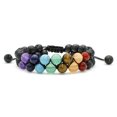 thumbnail image 1 of Pulsera de cuentas de doble capa, piedra esmerilada Natural, cuerda trenzada ajustable, accesorio de Meterk Negro, 1 of 7