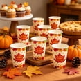 thumbnail image 4 of 10 Pcs Thanksgiving Disposable Paper Cups, Pumpkin Maple Leaf Printed Fall Table Drinkware for Holiday Dinner Party Gathering Festive Table Decor, 4 of 6