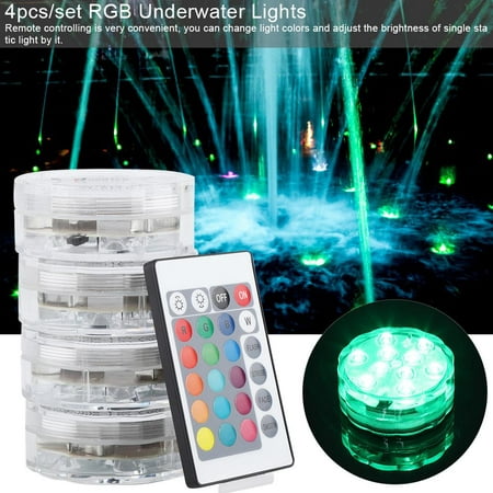 EECOO Underwater Light Decor,4pcs/Set LED RGB Lights Waterproof Remote Control Underwater Lamp Wedding Party Vase Decor Swimming Pool