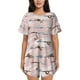 thumbnail image 1 of Fotbe Cloud Sloth Conjunto de Pijama Estampado para Mujer, 2 Piezas, Ropa de Dormir con Camiseta de Manga Corta y Shorts Suaves-Large, 1 of 6