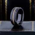 thumbnail image 2 of Jewelry Avalanche 8mm Mens Black Tungsten Wedding Band Rose Gold Rope Inlay Beveled Engagement Ring size 9.5, 2 of 4