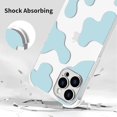 thumbnail image 3 of Compatible with iPhone 12 Pro Max Phone Case for Women, Transparent Shell Four Corner Protection Edge with Cute Cow Print Design, Lens Edge Raised Protection for iPhone 12 Pro Max 6.7"-Blue, 3 of 12