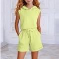 thumbnail image 5 of Samdudou Girls 2 Piece Summer Set Sleeveless Hooded Top and Drawstring Shorts Casual Activewear Sweatsuit with Pockets Basic Loungewear Daily Wear, 5 of 5