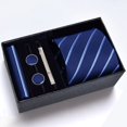 thumbnail image 1 of Cajas de regalo Corbata para hombre Bufanda cuadrada Gemelos Clip de corbata Conjunto de cinco piezas Negocios formales Rayas azules, 1 of 6