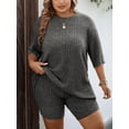 thumbnail image 2 of Avidlove Women Plus Size Pajamas Set Ribbed Knit 2 Piece Lounge Sets T-shirt with Biker Shorts Matching Outfits Loungewear Sweatsuits, 2 of 5