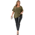thumbnail image 3 of DARING DIVA Women's Plus Sequin Cold Shoulder Glitter Blouse 1X Gold, 3 of 7