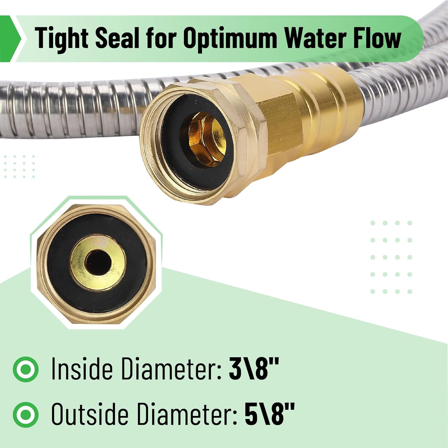 10 Feet Stainless Steel No Kink Metal Garden Hose