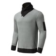 thumbnail image 5 of VNKIDY Men's Sweater Coat Autumn Winter Slim Fit Solid Color Ribbed Knit Sweater Long Sleeve Asymmetrical Collar Contrast Patch Detail Thermal Jumper For Cold Weather Leisure Knitwear, 5 of 7