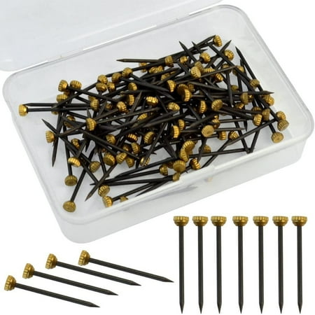 

OOKWE Black Nails and Brass Head for Brass Picture Hangers Frame Hangers Boxed 120pcs