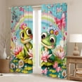 thumbnail image 2 of Manfei Teens Adults Cartoon Floral Frogs Black Out Curtains,Cartoon Rainbow Butterflies Curtains Pack of 2 (42x63 Each),Chic Floral Lotus Bedroom Curtains,Ultra Soft Home Decor, 2 of 6