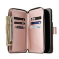 thumbnail image 5 of Feishell for Samsung Galaxy S21 (6.2 inch) Wallet Case for Women Men,Premium PU Leather Magnetic Clasp Zipper 9 Card Slots Folio Flip Holder Shockproof Purse Phone Case with Wrist Strap,Rosegold, 5 of 8