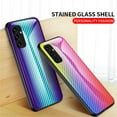 thumbnail image 3 of Allytech Gradient Case for Samsung Galaxy A15, Slim Fit Lightweight Carbon Fiber Rugged Tempered Glass Back + Soft TPU Bumper Shockproof Drop Protection Stylish Cover Case - Dazzle, 3 of 11