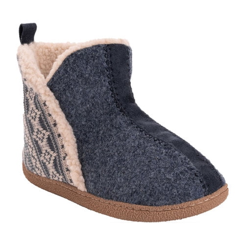 muk luks men's nordic knit bootie slipper socks