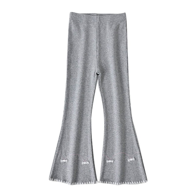 YUNAFFT Girls Flared Pants Lightweight Ribbed Texture High Waist Casual 1-14Y Spring Fall Elastic Waist Breathable Cotton