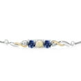 thumbnail image 2 of 925 Sterling Silver and 10K Yellow Gold White Ethiopian Opal Blue Created Sapphire and White Lab Grown Diamond Tennis Bracelet for Women (1.52 Cttw, Gemstone Birthstone, Fully Adjustable up to 9 inch), 2 of 4
