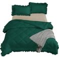 thumbnail image 6 of DNG Creations 5 Piece Ruffle Diamond Comforter All Season 550 GSM Oversized King Size - 800 Threads Count, 100% Egyptian Cotton Solid Teal Green Colour, 6 of 7